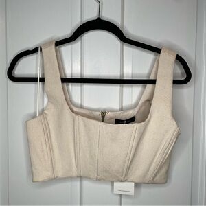 7 For All Mankind Cream Corset Denim Top New With Tags Zipper Closure